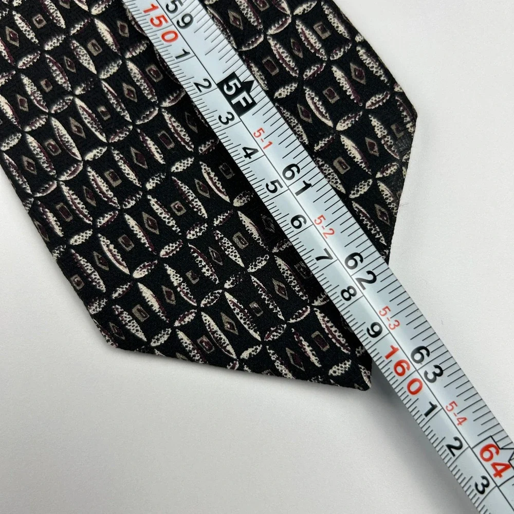 Robert Talbott Nordstrom XL‎ Black Geometric Silk Tie USA